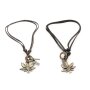 Leather necklace for women and men with hemp leaf pendant,40cm