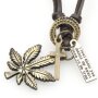 Leather necklace for women and men with hemp leaf pendant