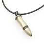 Leather necklace with Bullet 4 cm  pendant for women and men, length 45cm, lobster clasp