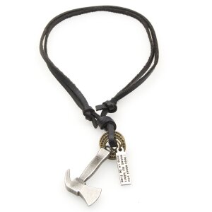 Leather necklace for women and men in the style of the middle age black