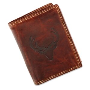 Wallet made of real leather with deer motif
