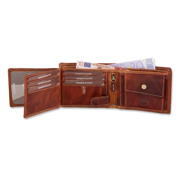 Real leather wallet with bull motive in a landscape format