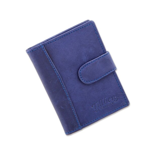 Tillberg Damen und Herren Kreditkarten-Etui aus echtem Leder royalblau