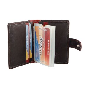 Tillberg women and men credit card case made from real leather black+reddish brown