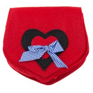 small traditional bag with heart and bow