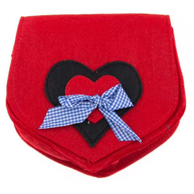small traditional bag with heart and bow red