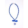 Edelweiss Trachten Damen Halskette Stoffband Edelweiss-Anh&auml;nger Messing 42 cm Blau 143-2-4