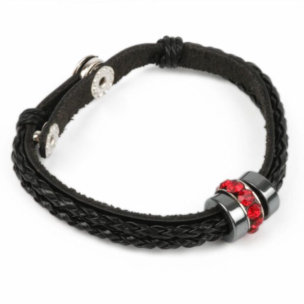 Leder Armband  schwarz/rot   01803033
