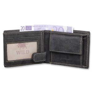 Wild SJ-00415 Echt Leder Herren Mittelgroß Portemonnaie Brieftasche,Geldbörse
