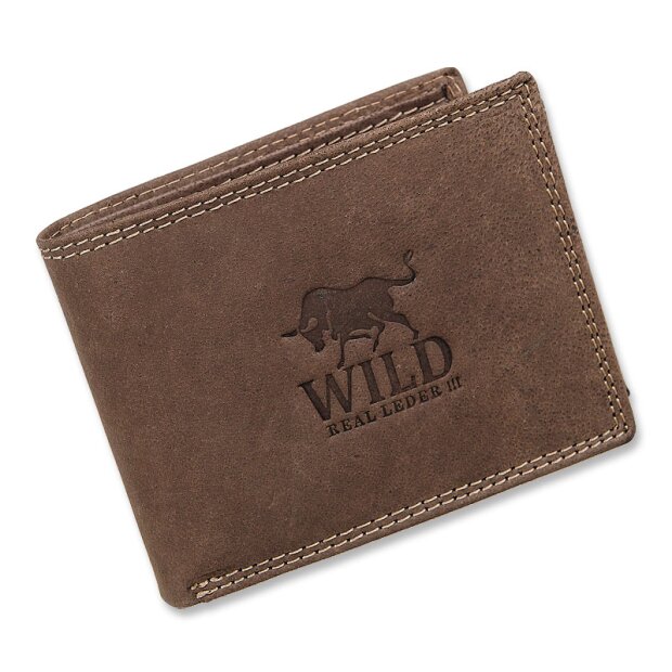 Wild Real Leder!!! mens wallet made from real leather dark brown