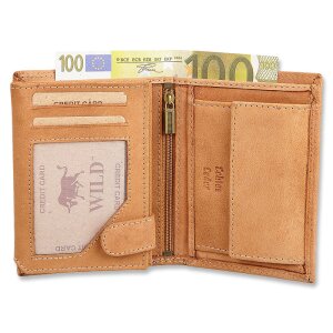 Wild Real Leder mens wallet made from real leather, tan