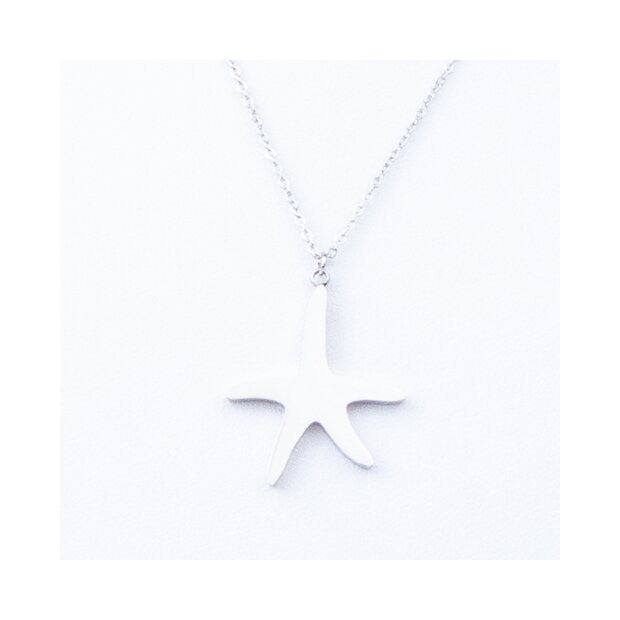 Stainless steel necklace with starfish pendant silver