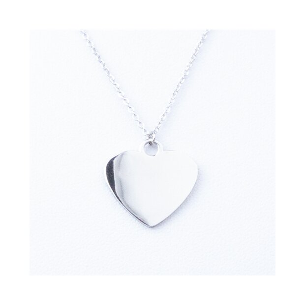 Stainless steel necklace with heart pendant silver