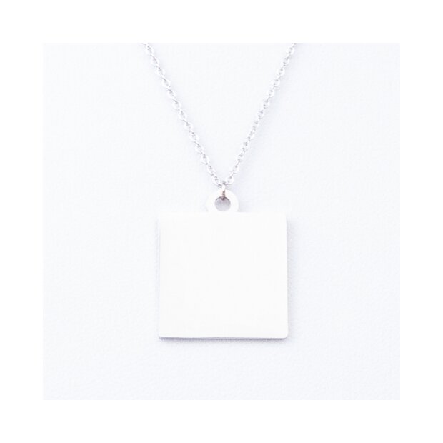 Necklace with square pendant silver