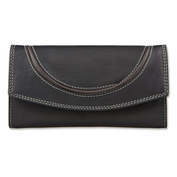 Tillberg ladies wallet made from real leather 11 cm x 19 cm x 3 cm black+brown