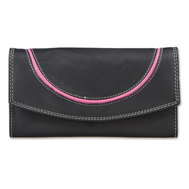 Tillberg ladies wallet made from real leather 11 cm x 19 cm x 3 cm black+pink