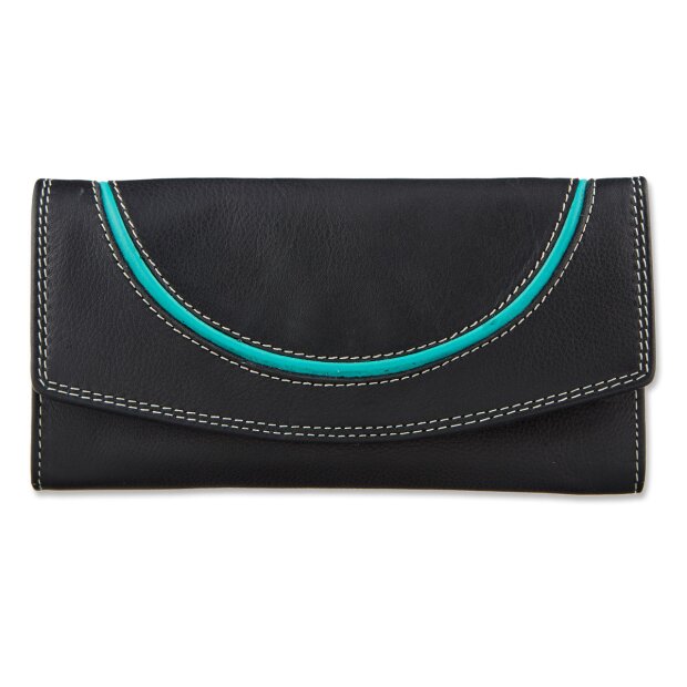 Tillberg ladies wallet made from real leather 11 cm x 19 cm x 3 cm black+sea blue