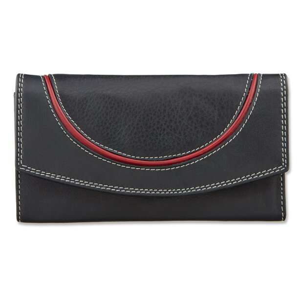 Tillberg ladies wallet made from real leather 11 cm x 19 cm x 3 cm black+red