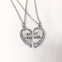 Necklace with friendship pendant, set of 2, BEST FRIENDS with rhinestone,SR-19669,Length 45cm, 3cm
