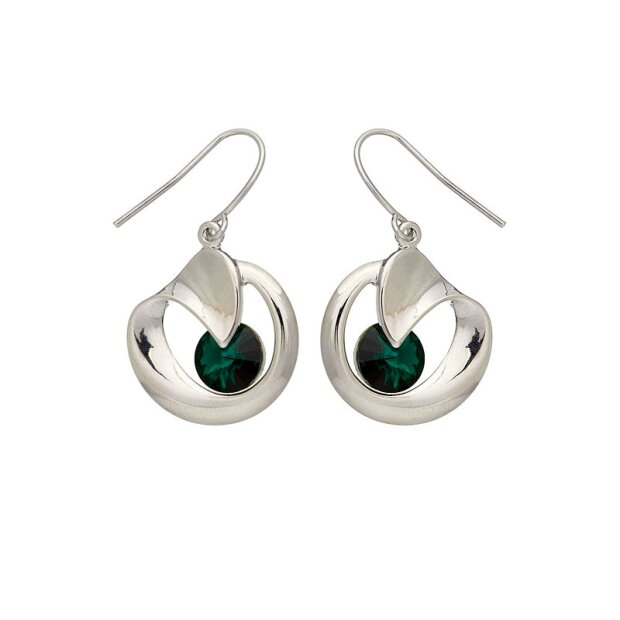 Tillberg ladies earring silver-plated with Swarovski stone 3.5x2x1 cm dark green 032-06-22