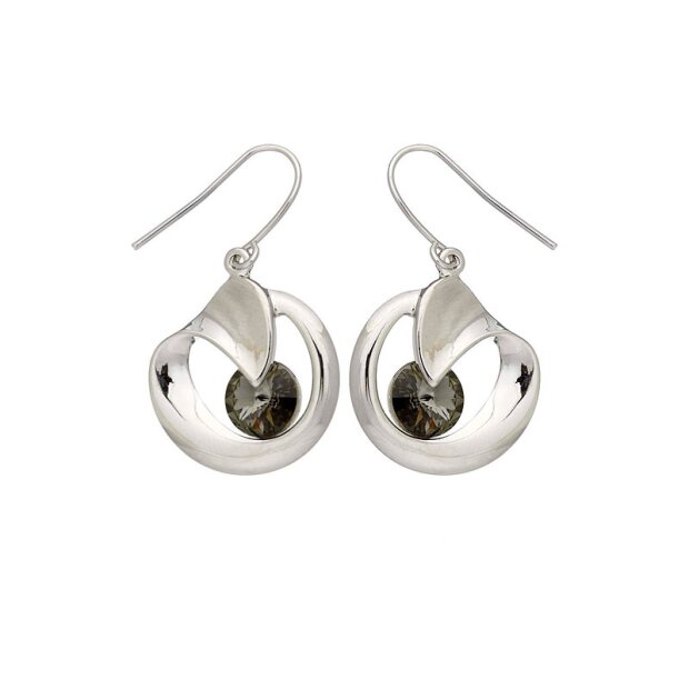Tillberg ladies earring silver-plated with Swarovski stone 3.5x2x1 cm gray 032-06-15