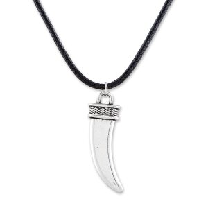 Leather necklace with tooth pendant S-307