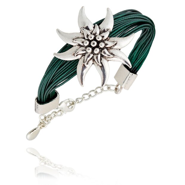 Bracelet with edelweiss pendant, green