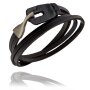 Mens bracelet made of real leather with hook closure black 066-08-28