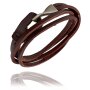 Mens bracelet made of real leather with hook closure dark...
