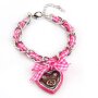 Edelweiss Trachten, traditional bracelet, fabric, checkered, pretzel, bow pink 085-03-15