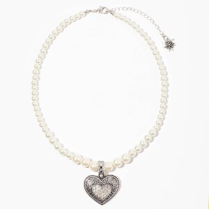 Edelweiss necklace with heart pendant cream