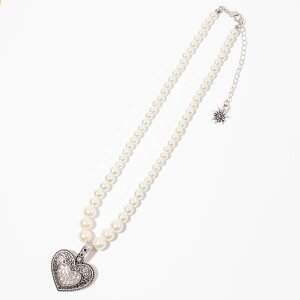 Edelweiss necklace with heart pendant cream
