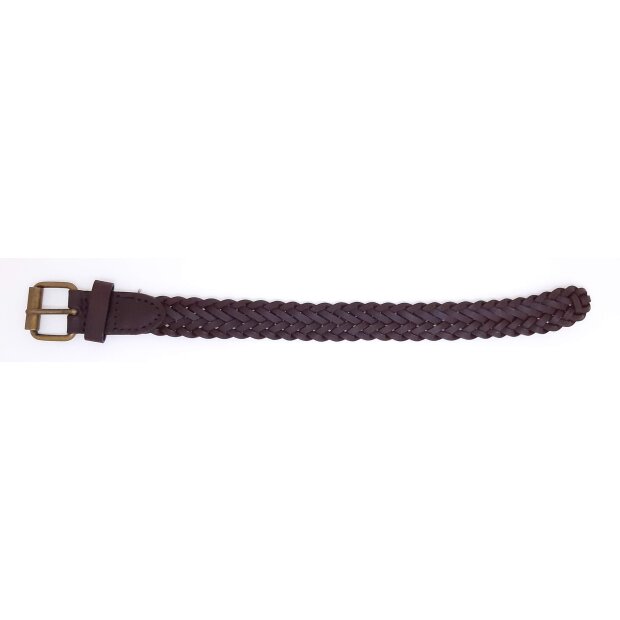 Leather bracelet braided dark brown