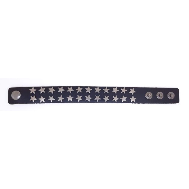 Leather bracelet with stars black 066-01-36