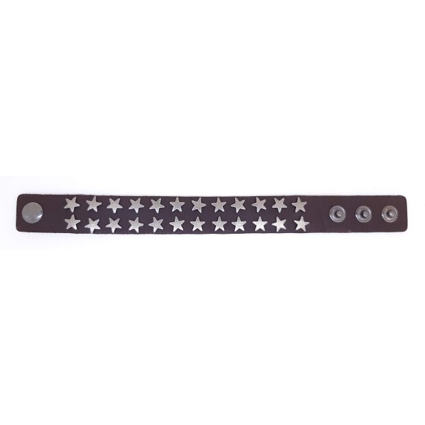 Leather bracelet with stars brown 066-01-37