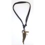 Leather necklace with wing black