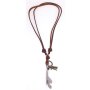 Leather necklace key brown