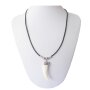 Leather necklace with blue saber-toothed pendant for women and men by Venture, 54cm