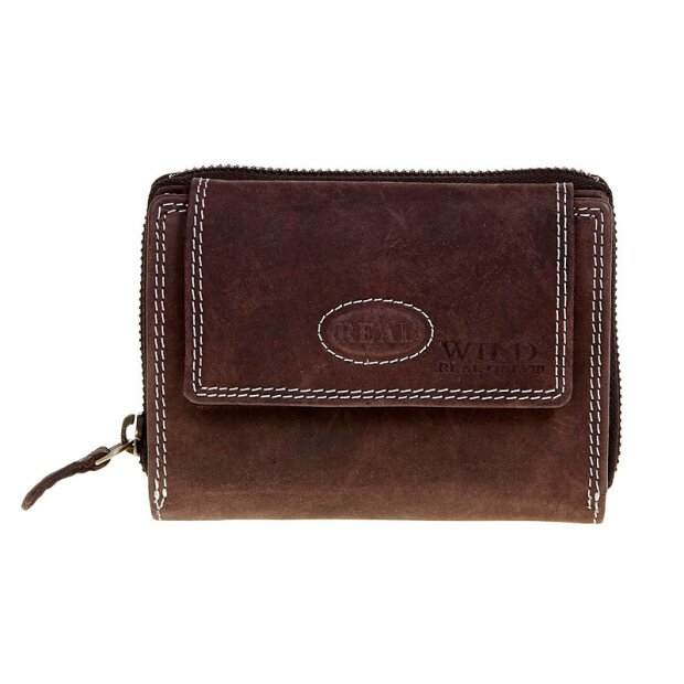 Wild Real Only!!! ladies wallet made from real leather dark brown
