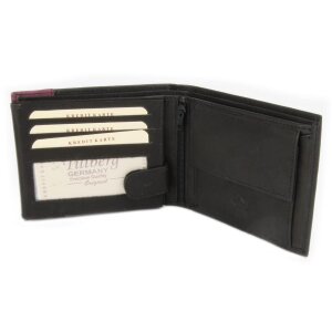 Tillberg real leather wallet unisex 9.5 x11.5 x 2 cm black + Purple