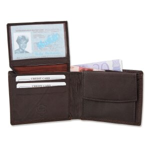 Wallet made from real leather, dark brown