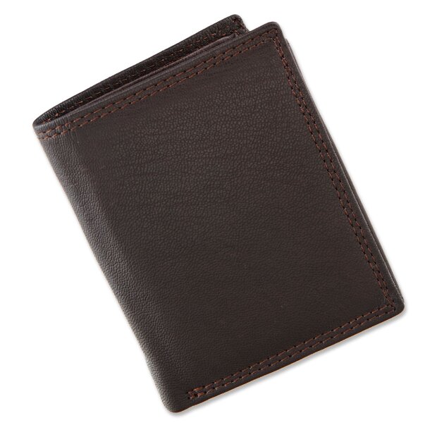 Wallet made from real leather 10,5 cm x 8 cm x 2 cm, dark brown