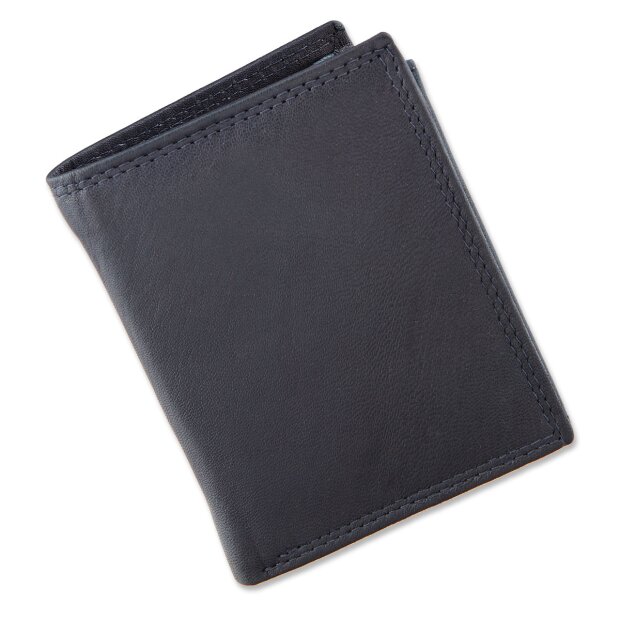 Wallet made from real leather 10,5 cm x 8 cm x 2 cm, navy blue