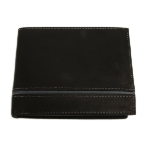 Surjeet Reena wallet made from real leather 9,5 cm x 12 cm x 1,5 cm, black+navy blue