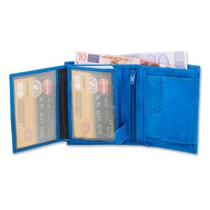 Unisex Geldb&ouml;rse Echtlederb&ouml;rse Portemonnaie 10,5x8x2 cm Blue  #00024