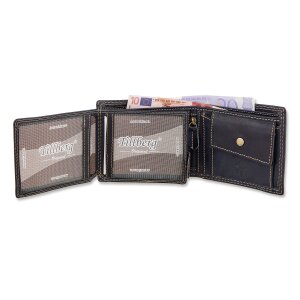 High quality robust wallet made of buffalo leather, deer motif black