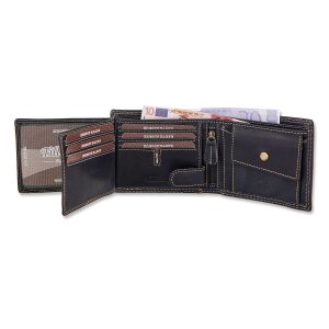 High quality robust wallet made of buffalo leather, deer motif black