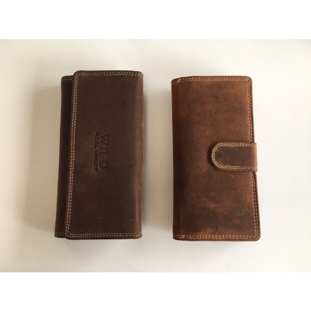 Wild Real Only ladies wallet 100% water buffalo leather 18x10x3,5cm / 161-SR-03 / Brown
