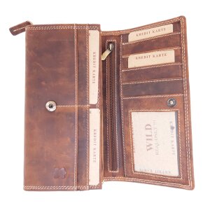 Wild Real Only!!! ladies wallet made from real leather 10 cm x 19 cm x 3 cm cognac