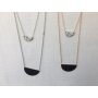 Venture Lange Halskette mit zwei Ketten und zwei Halbmond Anh&auml;nger L&auml;nge 64 cm